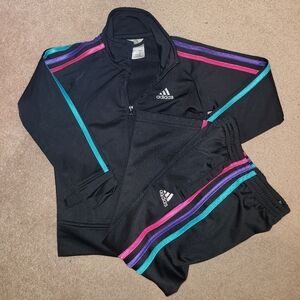 adidas Black Tracksuit with Colorful Stripes